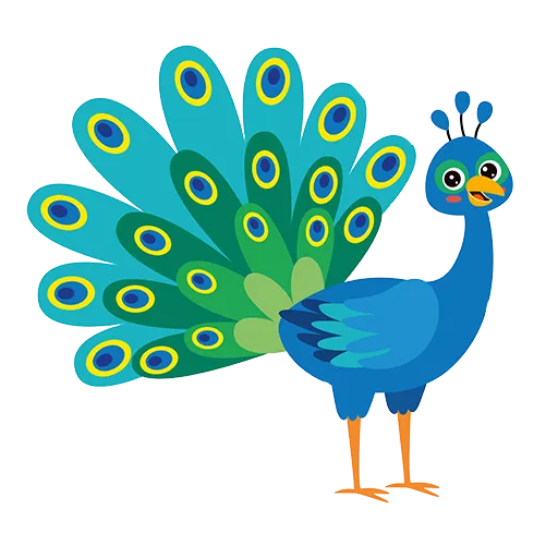 Icone dessinée d'un paon